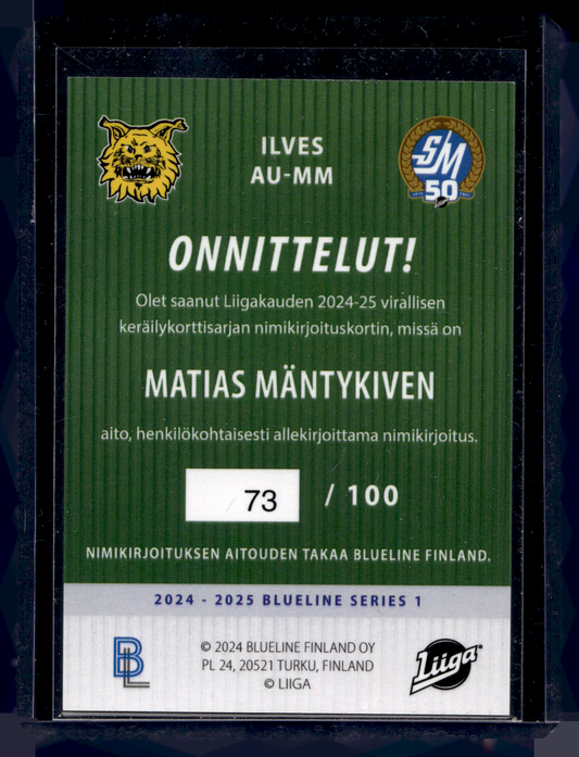 2024-25 Blueline Signature Silver - Matias Mäntykivi #AU-MM /100