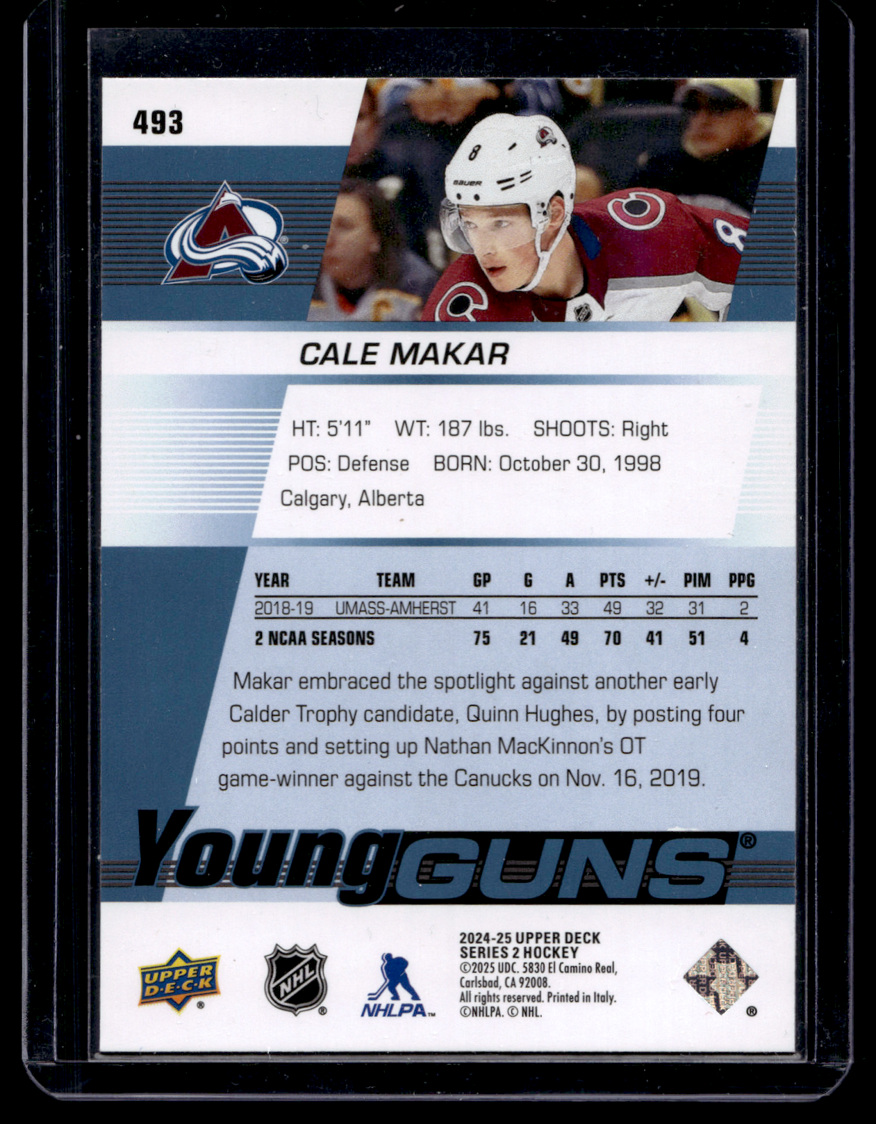 2024-25 Upper Deck Series 2 - Young Guns Renewed - Cale Makar #493