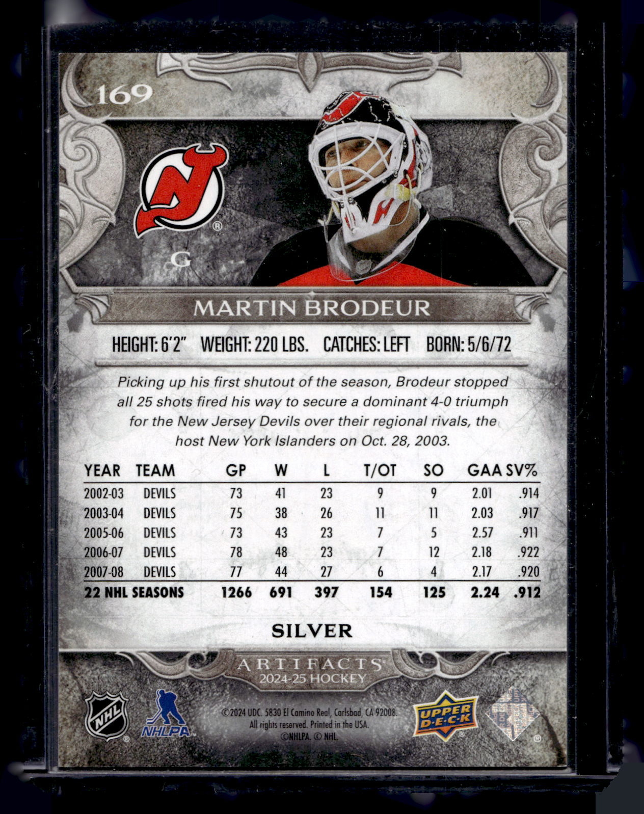 2024-25 Upper Deck Artifacts - Legends - Martin Brodeur #169 /599