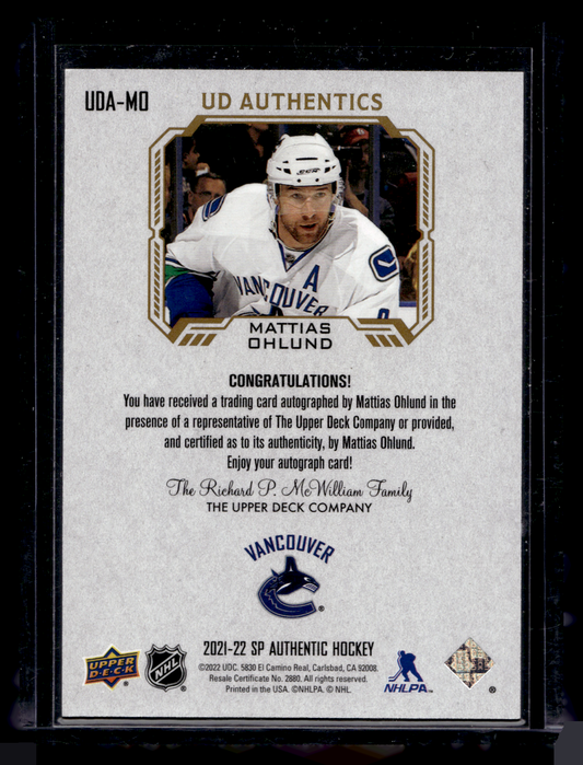 2021-22 Upper Deck SP Authentic - UD Authentics - Mattias Ohlund #UDA-MO