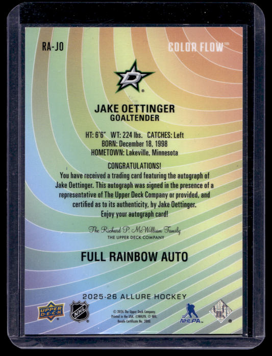 2025-26 Upper Deck Allure - Color Flow Full Rainbow Autographs - Jake Oettinger #RA-JO
