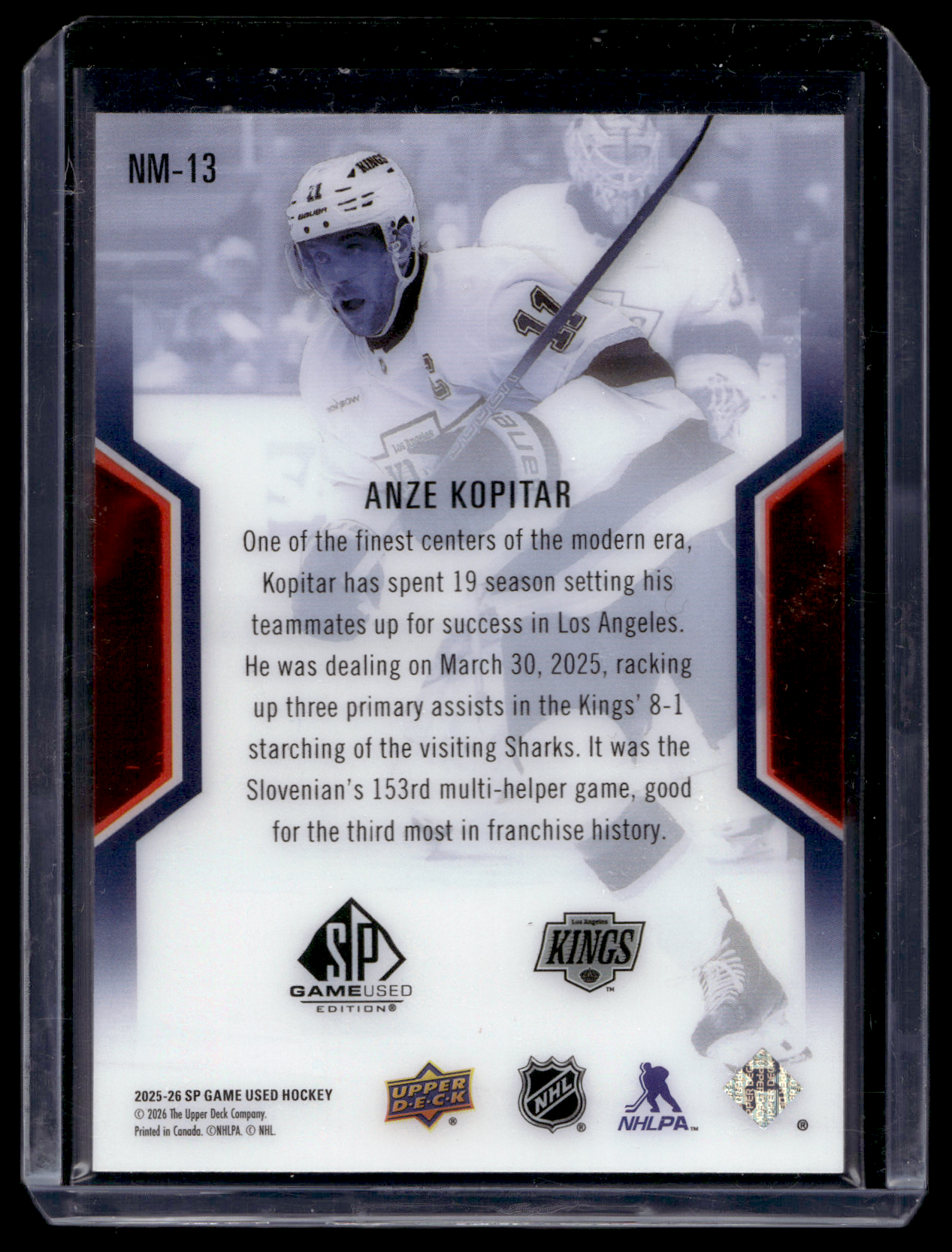 2025-26 Upper Deck SP Game Used - NHL Masters - Anze Kopitar #MM-13 /299