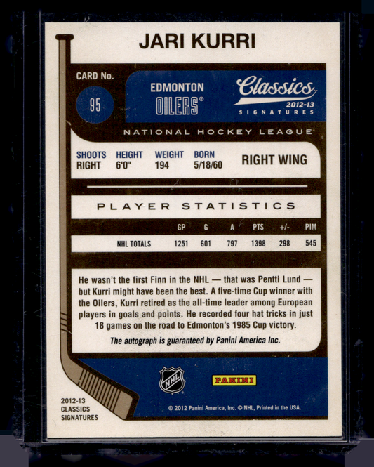 2012-13 Panini Classics Signatures - Autographs - Jari Kurri #95