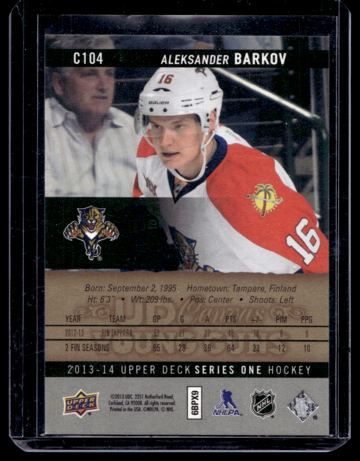 2013-14 Upper Deck - UD Canvas - Young Guns - Aleksander Barkov #C104 RC
