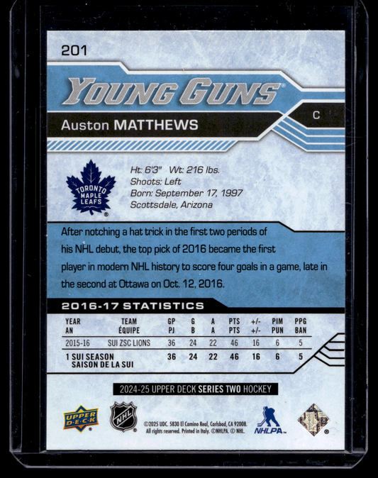 2024-25 Upper Deck Series 2 - Young Guns Renewed - Auston Matthews #201
