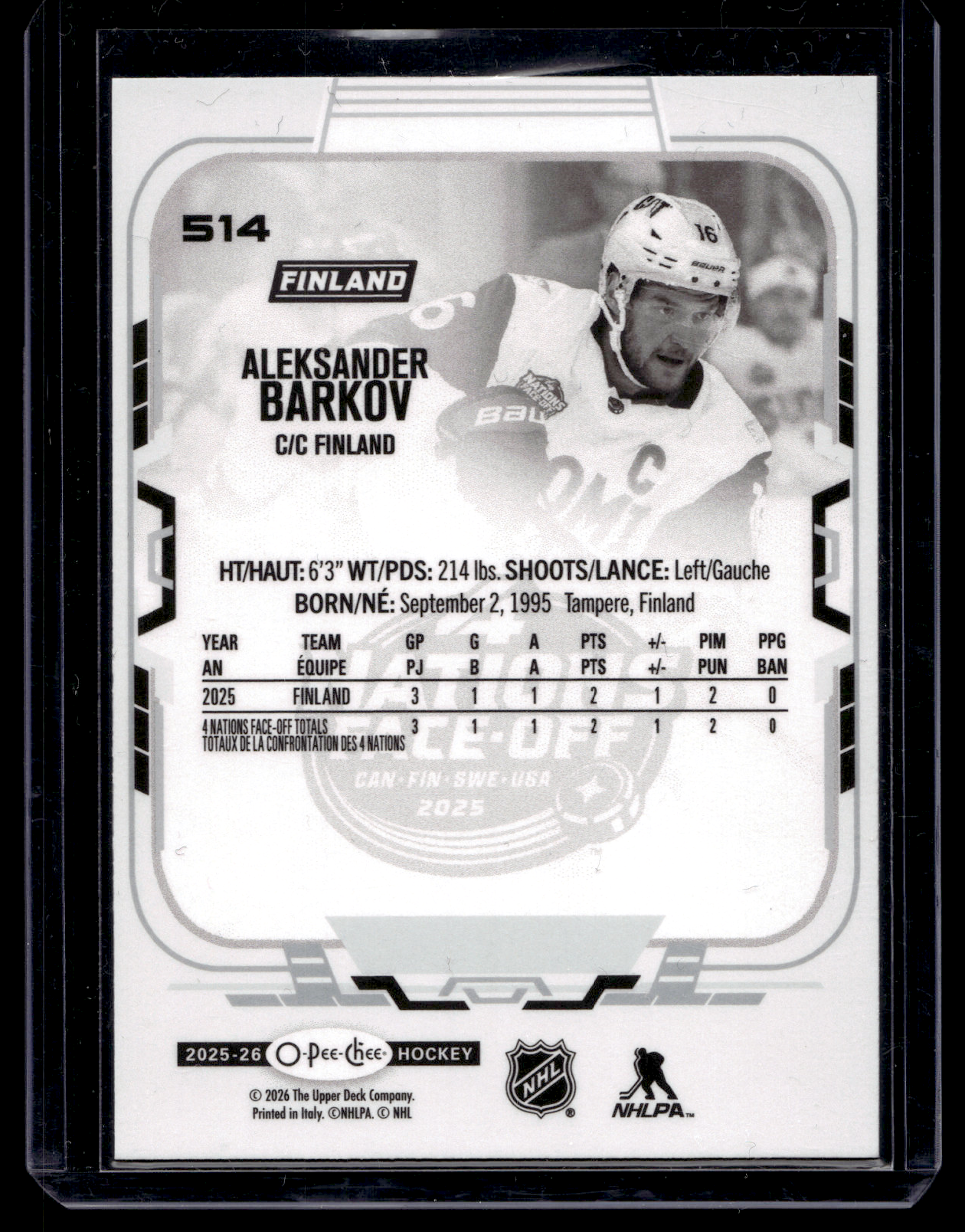2025-26 O-Pee-Chee - 4 Nations Face-Off - Aleksander Barkov #514