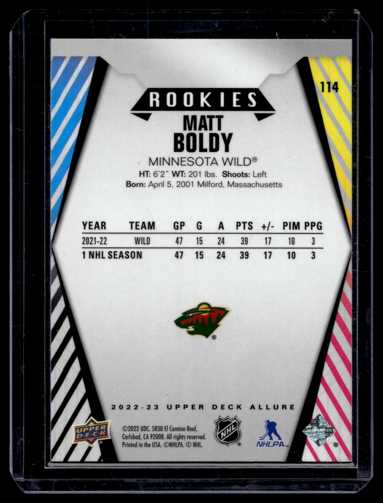 2022-23 Upper Deck Allure - Rookies - Matt Boldy #114 RC