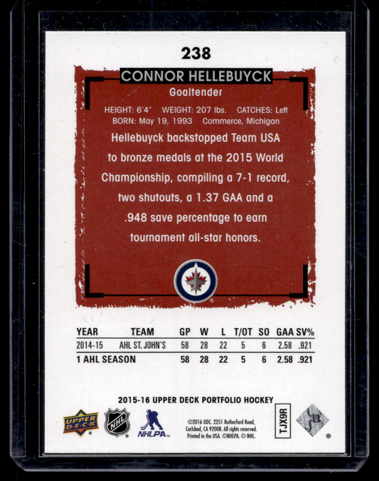2015-16 Upper Deck Portfolio - Rookie Color Photos - Connor Hellebuyck #238 RC