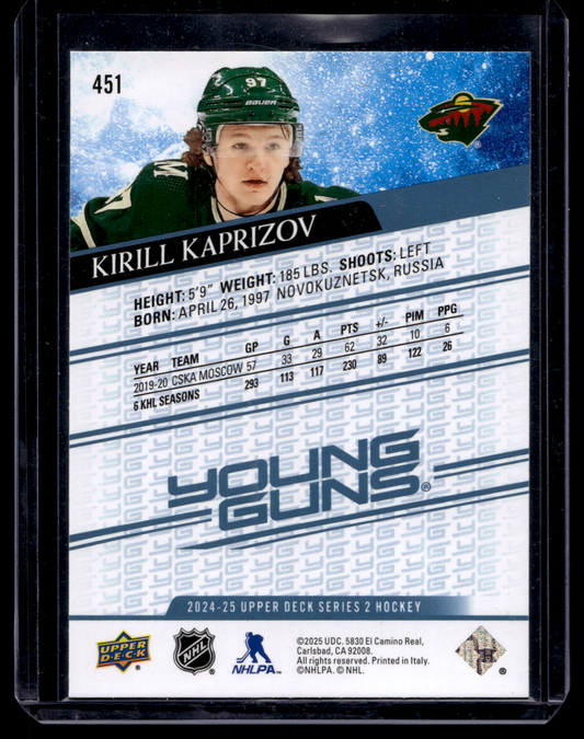 2024-25 Upper Deck Series 2 - Young Guns Renewed - Kirill Kaprizov #451