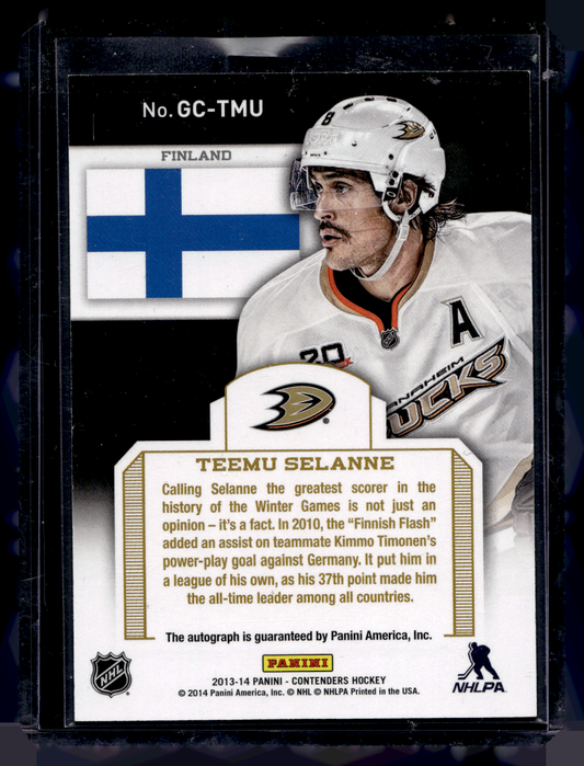 2013-14 Panini Playoff Contenders - Global Contenders - Teemu Selanne #GC-TMU /25