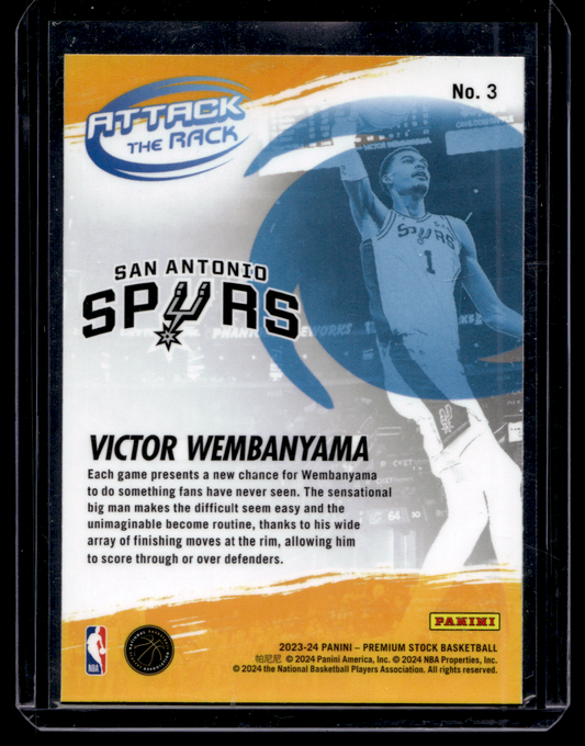 2023-24 Panini NBA Hoops Premium Stock - Attack The Rack - Victor Wembanyama #3 RY
