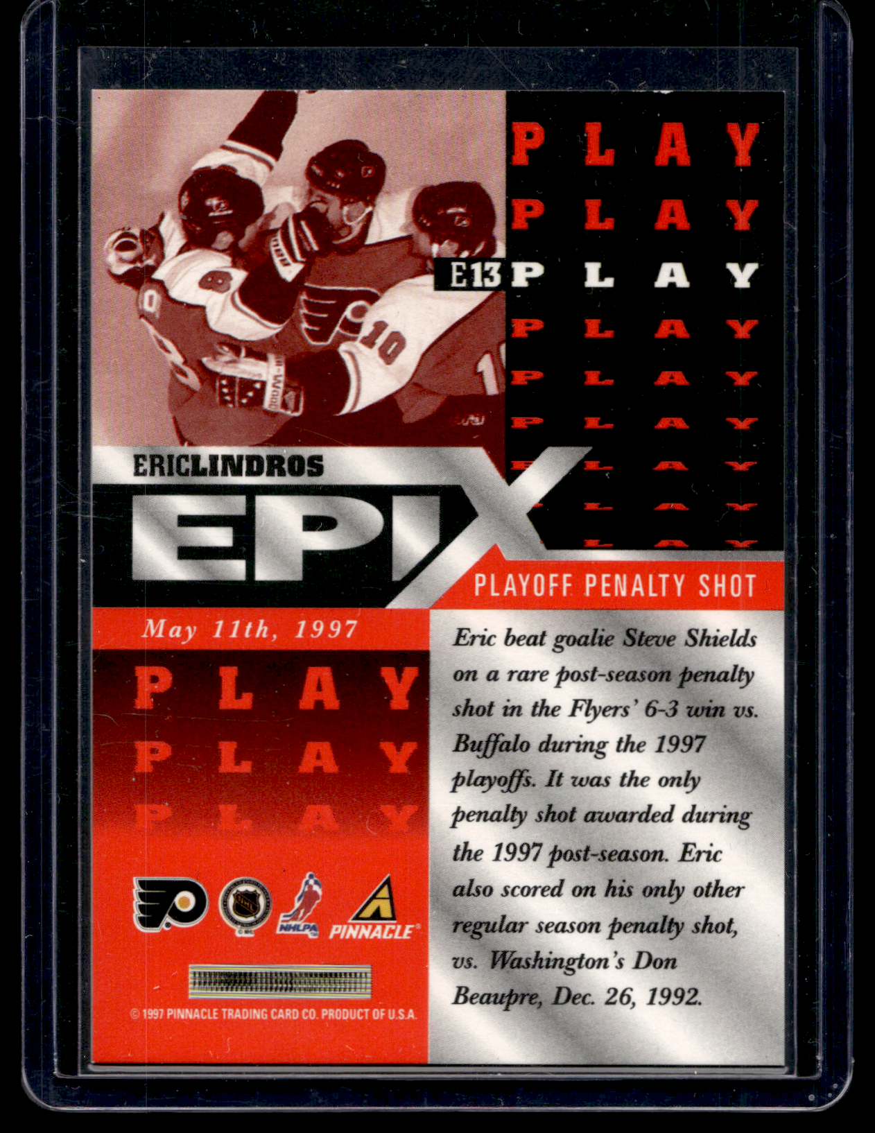1997-98 Pinnacle - Epix - Orange Play - Eric Lindros #E13