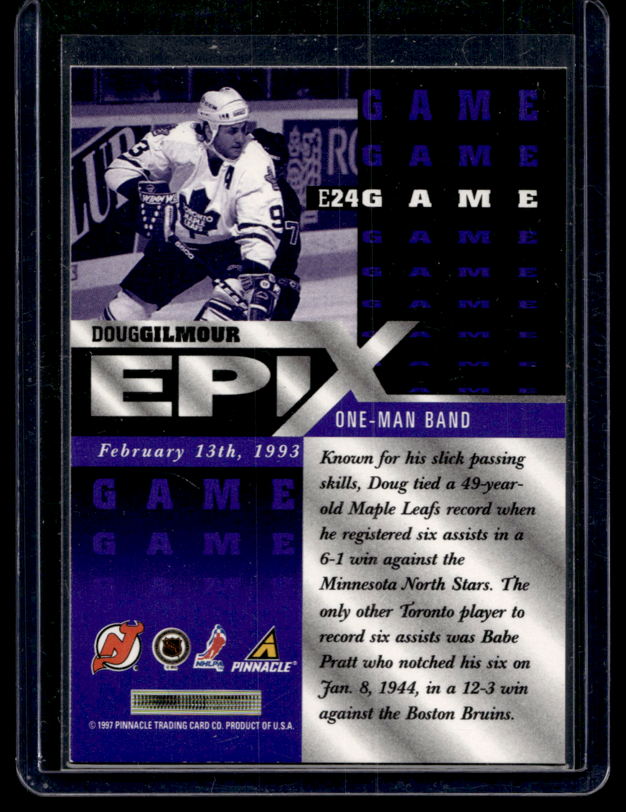 1997-98 Pinnacle - Epix - Purple Play - Doug Gilmour #E24