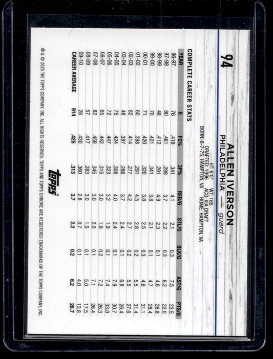 2024-25 Topps Chrome - Magenta Refractor - Allen Iverson #94
