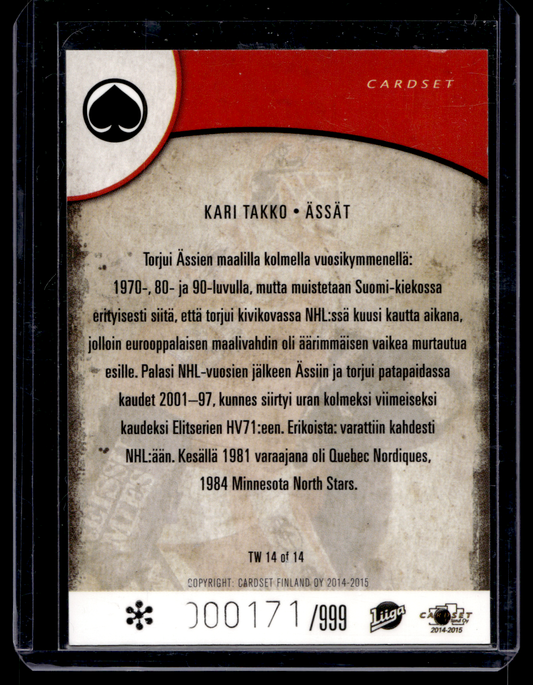 2014-15 Cardset - The Wall - Kari Takko #14 /999