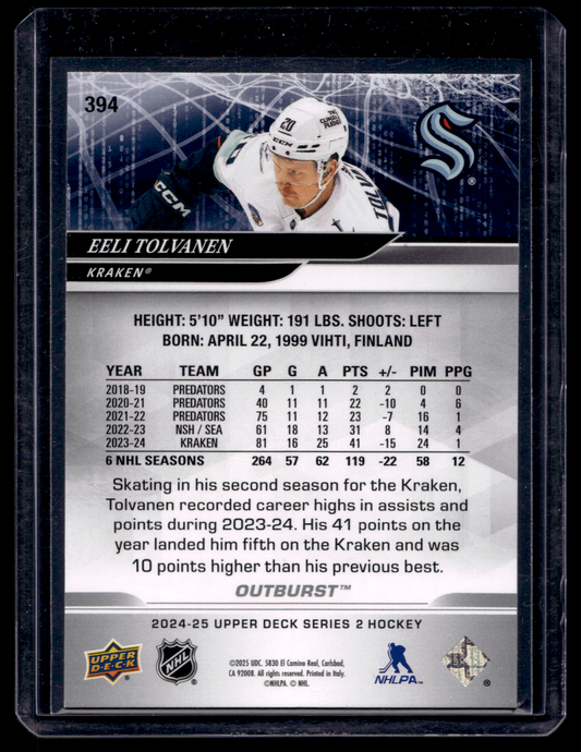 2024-25 Upper Deck Series 2 - Outburst - Eeli Tolvanen #394