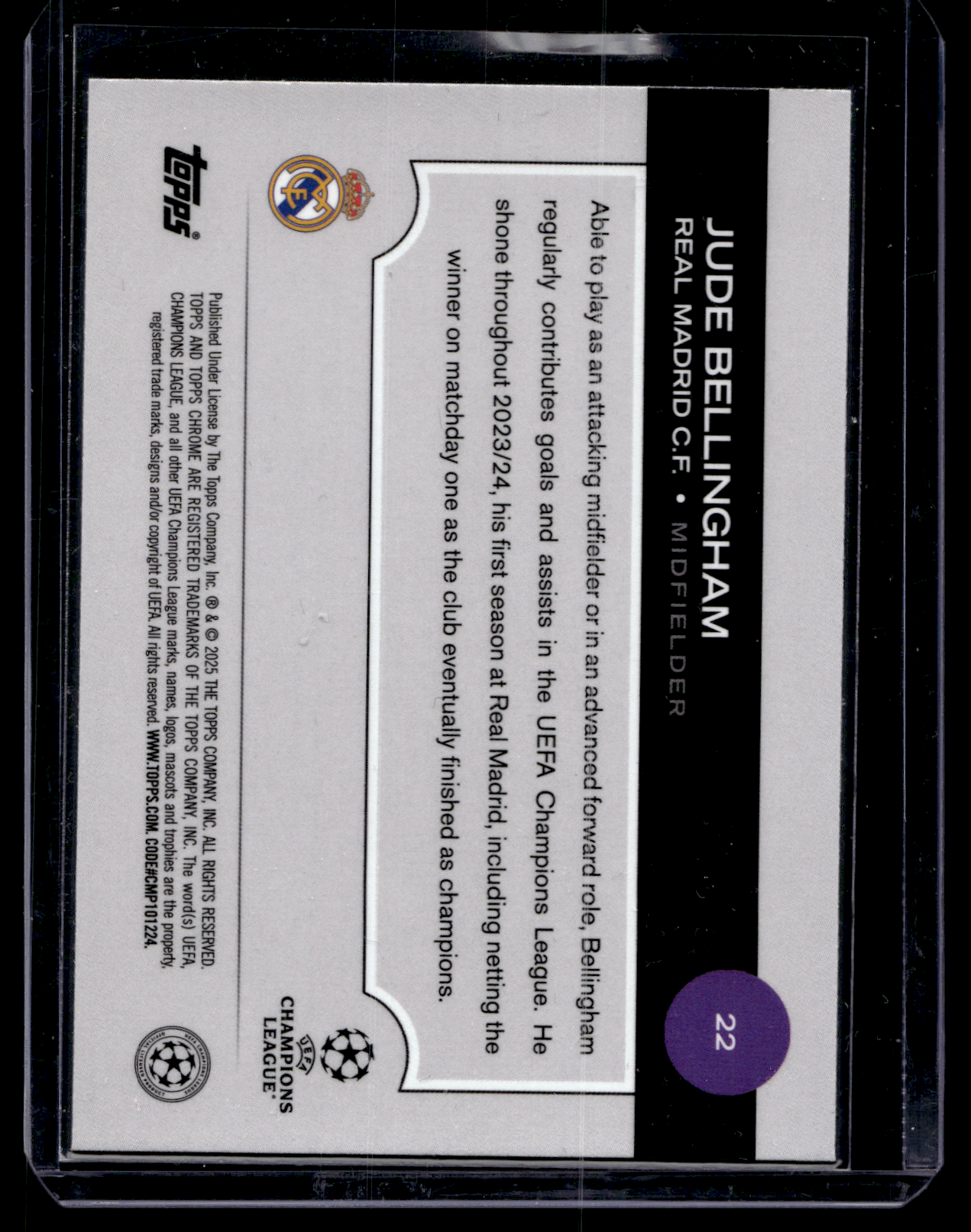 2024-25 Topps Chrome UEFA Club Competitions - Pulsar Refractor - Jude Bellingham #22