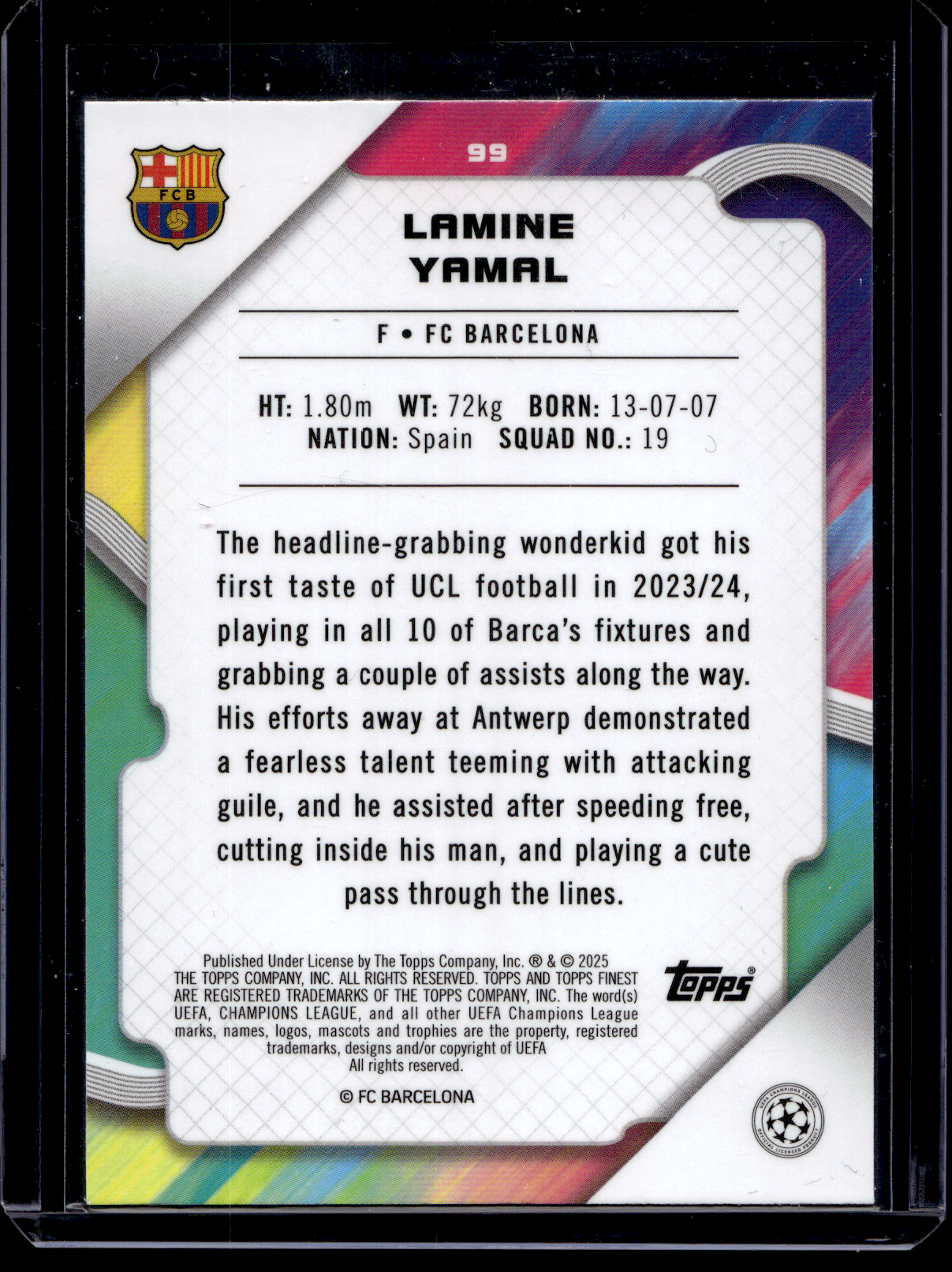 2024-25 Topps Finest UEFA Club Competitions - Lamine Yamal #99