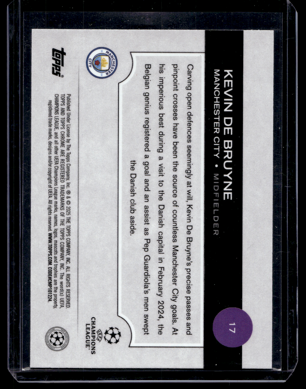 2024-25 Topps Chrome UEFA Club Competitions Sapphire Edition - Kevin De Bruyne #17