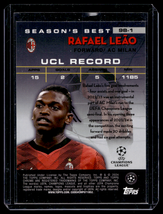 2023-24 Topps Chrome UEFA Club Competitions - 1998 Topps Chrome Shooting Stars -Rafael Leão #98-1
