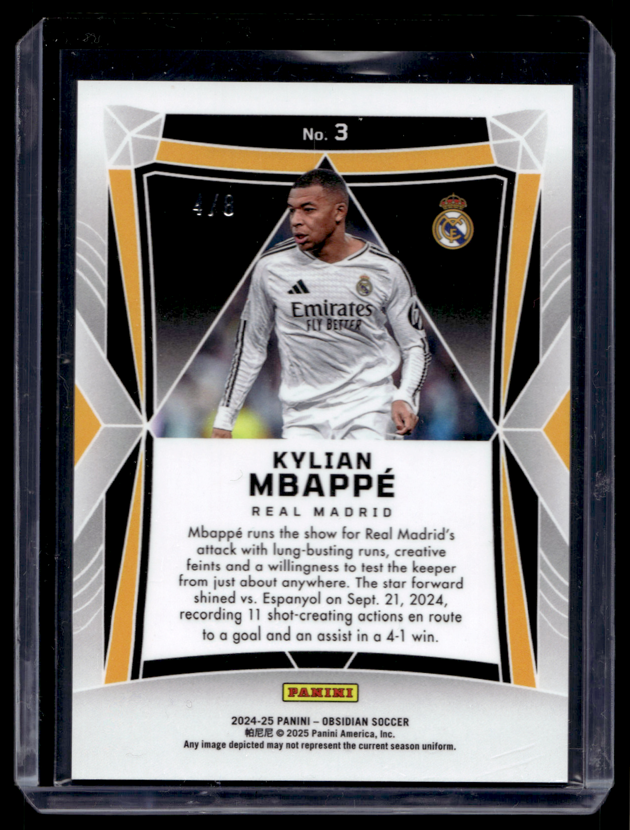 2024-25 Panini Obsidian - Electric Etch Marble Flood - Kylian Mbappé #3 /8