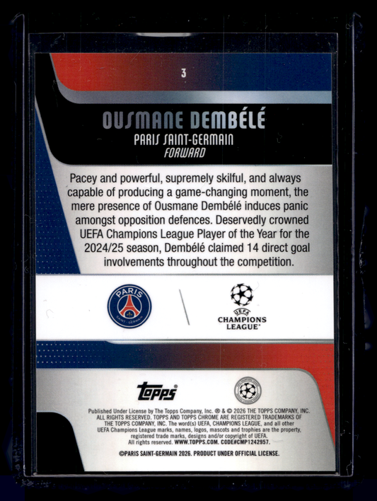 2025-26 Topps Chrome UEFA Club Competitions - Green Refractor - Ousmane Dembélé #3 /99