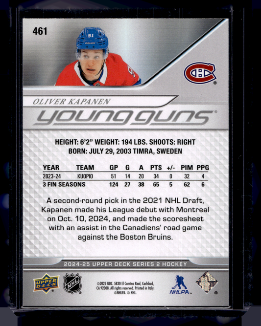 2024-25 Upper Deck Series 2 - Young Guns Deluxe - Oliver Kapanen #461 /250 RC