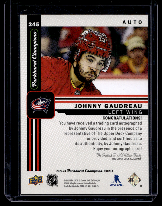 2022-23 Upper Deck Parkhurst Champions - Autographs - Johnny Gaudreau #245