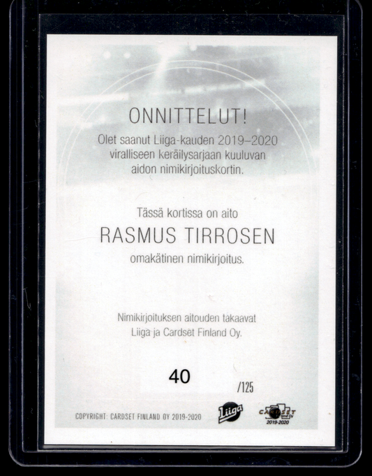 2019-20 Cardset Signature - Rasmus Tirronen /125
