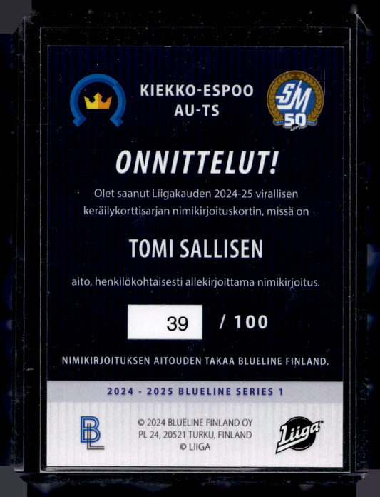 2024-25 Blueline Signature Silver - Tomi Sallinen #AU-TS /100