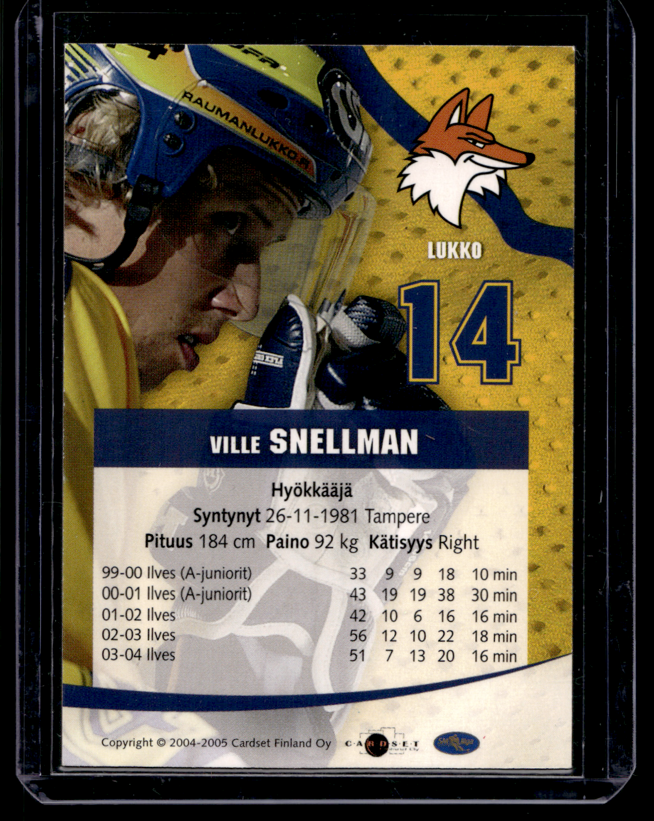 2004-05 Cardset Signature - Ville Snellman
