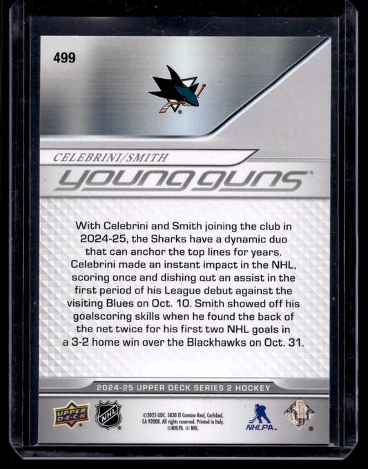 2024-25 Upper Deck Series 2 - Young Guns - Macklin Celebrini / Will Smith #499 RC