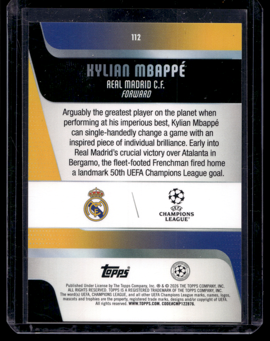 2025-26 Topps UEFA Club Competitions - SP - Image Variation - Kylian Mbappé #112
