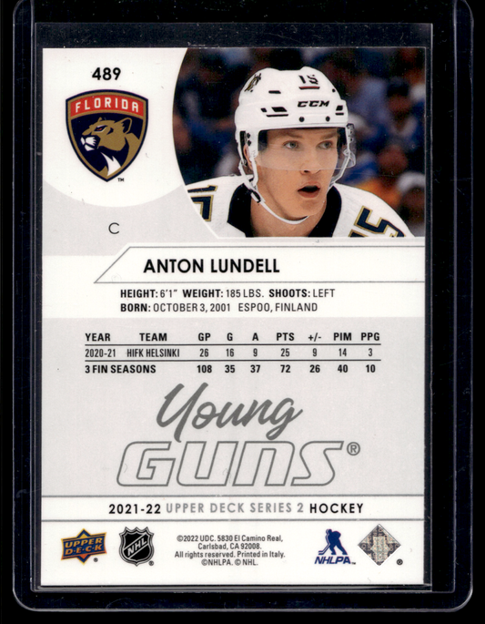 2021-22 Upper Deck - Young Guns - Anton Lundell #489 RC