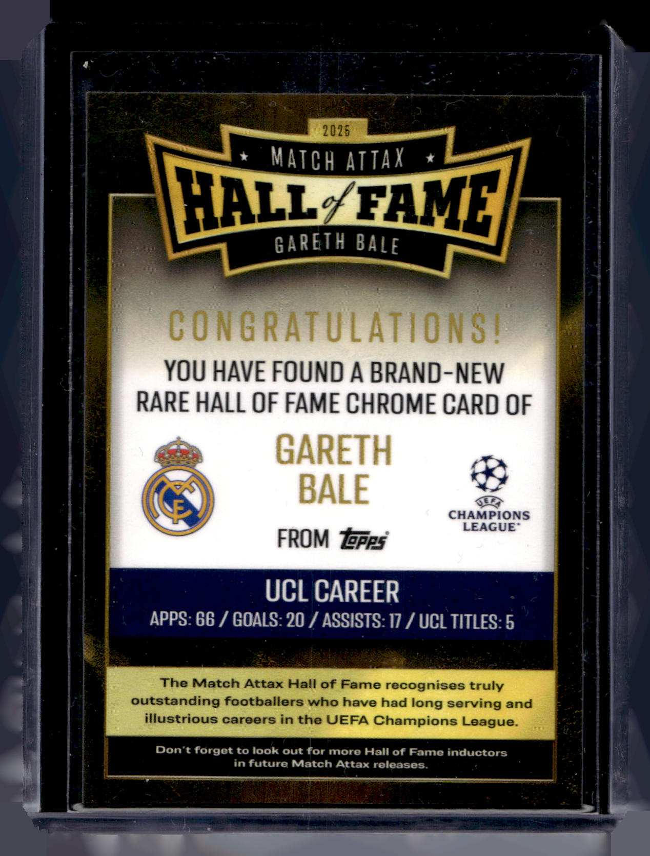 2024-25 Topps Match Attax UEFA Club Competitions - Hall of Fame - Gareth Bale #HOF 3