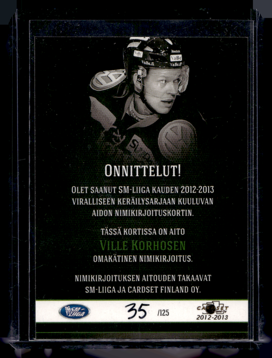 2012-13 Cardset Signature - Ville Korhonen /125