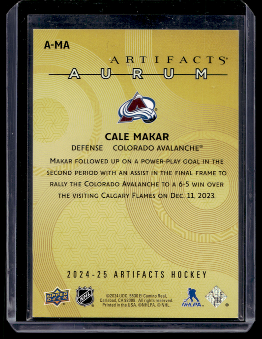 2024-25 Upper Deck Artifacts - Aurum - Purple - Cale Makar #A-MA /25