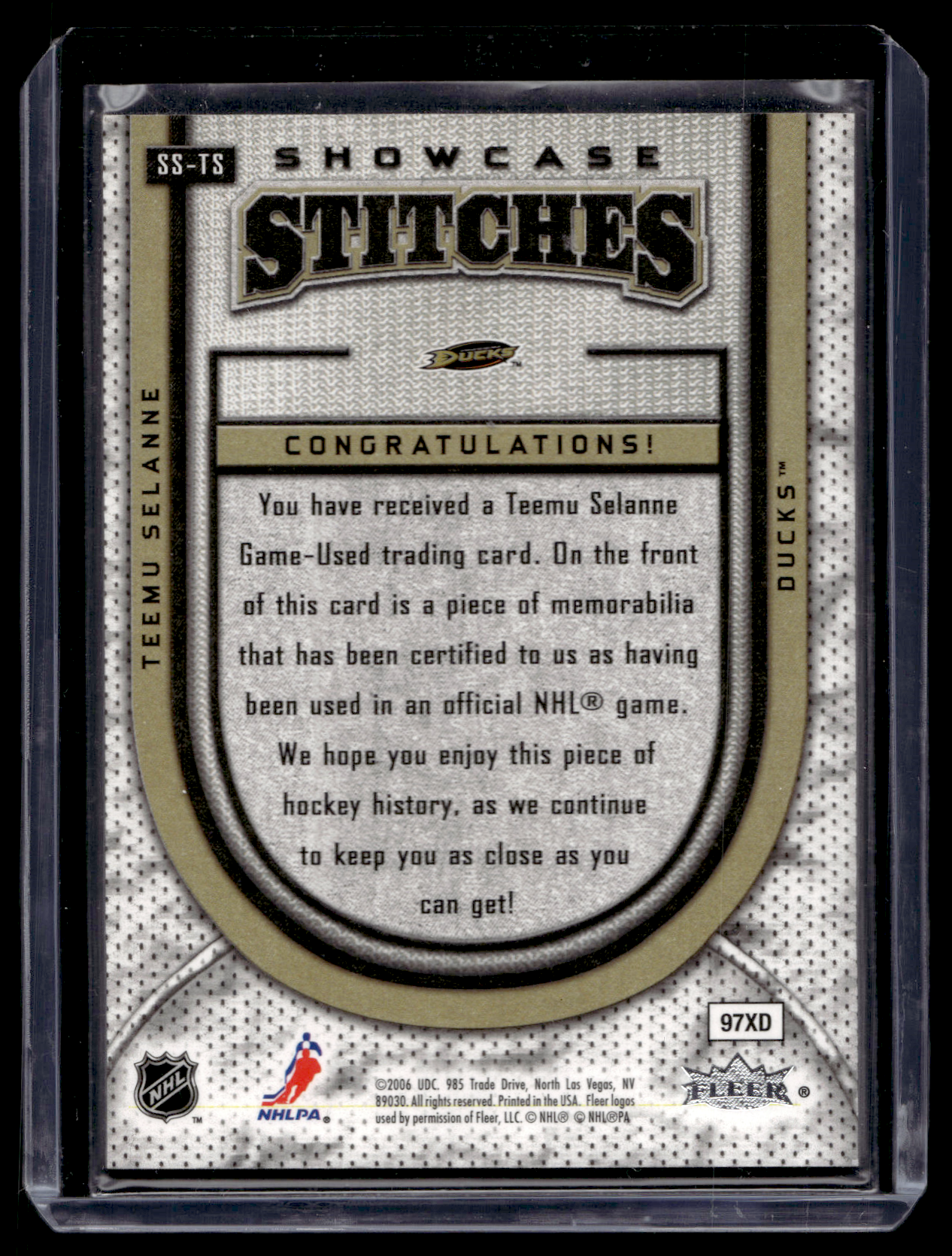 2006-07 Flair Showcase - Showcase Stitches - Teemu Selanne #SS-TS