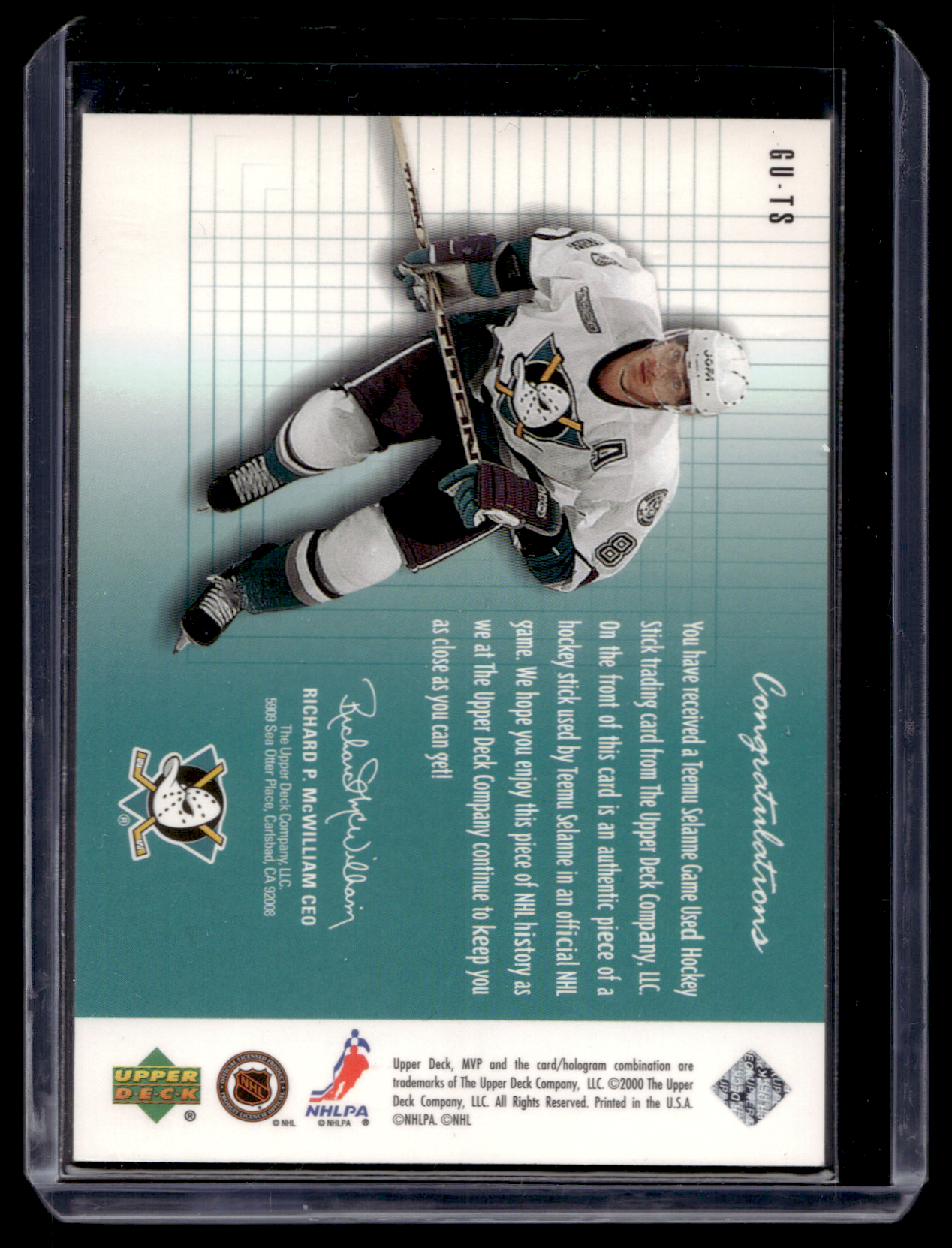 1999-00 Upper Deck MVP Stanley Cup Edition - Game Used Souvenirs - Teemu Selanne #GU-TS