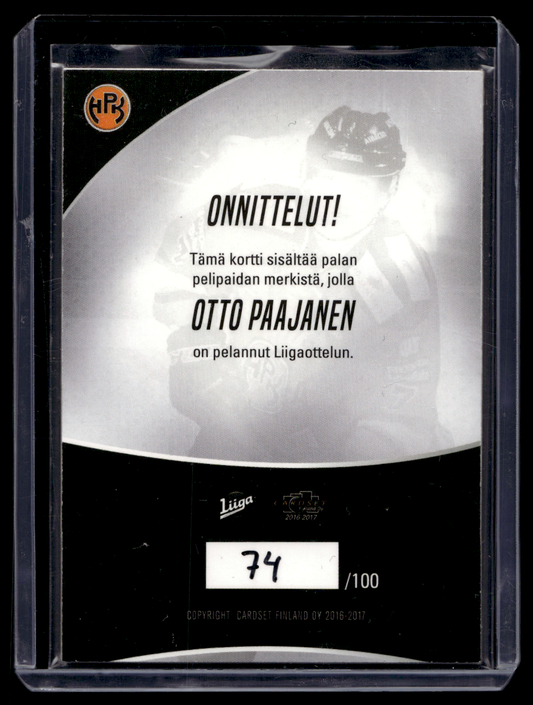 2016-17 Cardset - Patch - Otto Paajanen /100