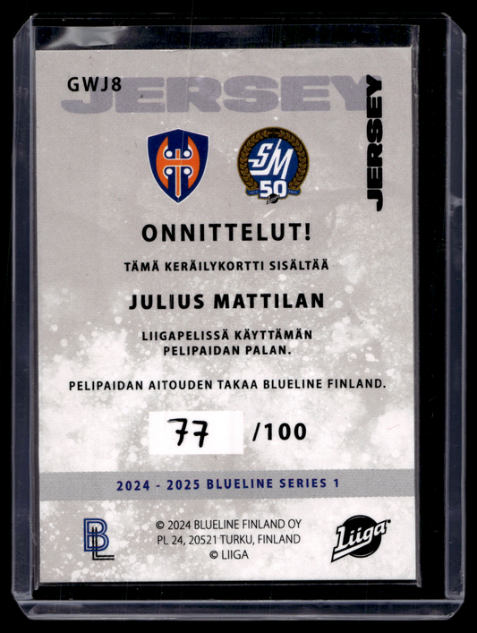 2024-25 Blueline Jersey - Julius Mattila #GWJ8 /100