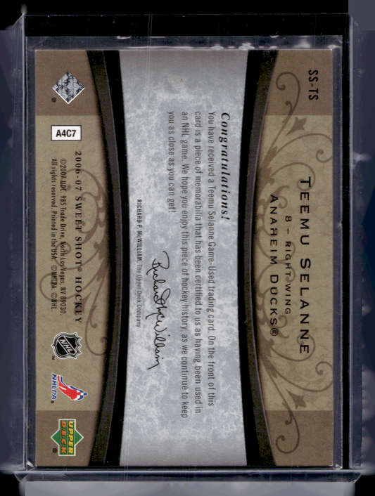 2006-07 Upper Deck Sweet Shot - Sweet Stitches - Teemu Selanne #SS-TS /200
