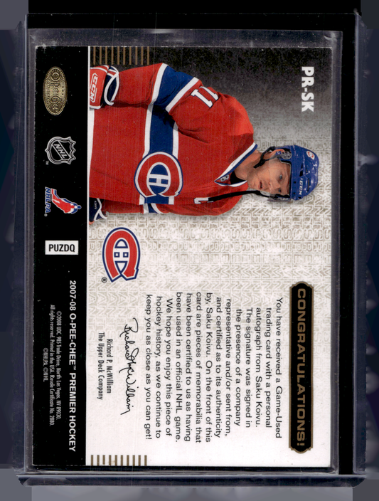 2007-08 O-Pee-Chee Premier - Remnants - Quad Autographs -Saku Koivu #PR-SK /10