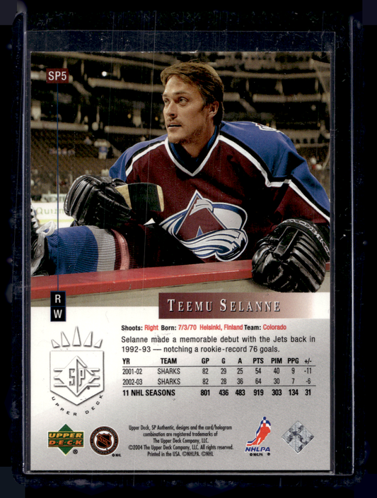 2003-04 Upper Deck SP Authentic - SP 10th Anniversary - Teemu Selanne #SP5 /1994