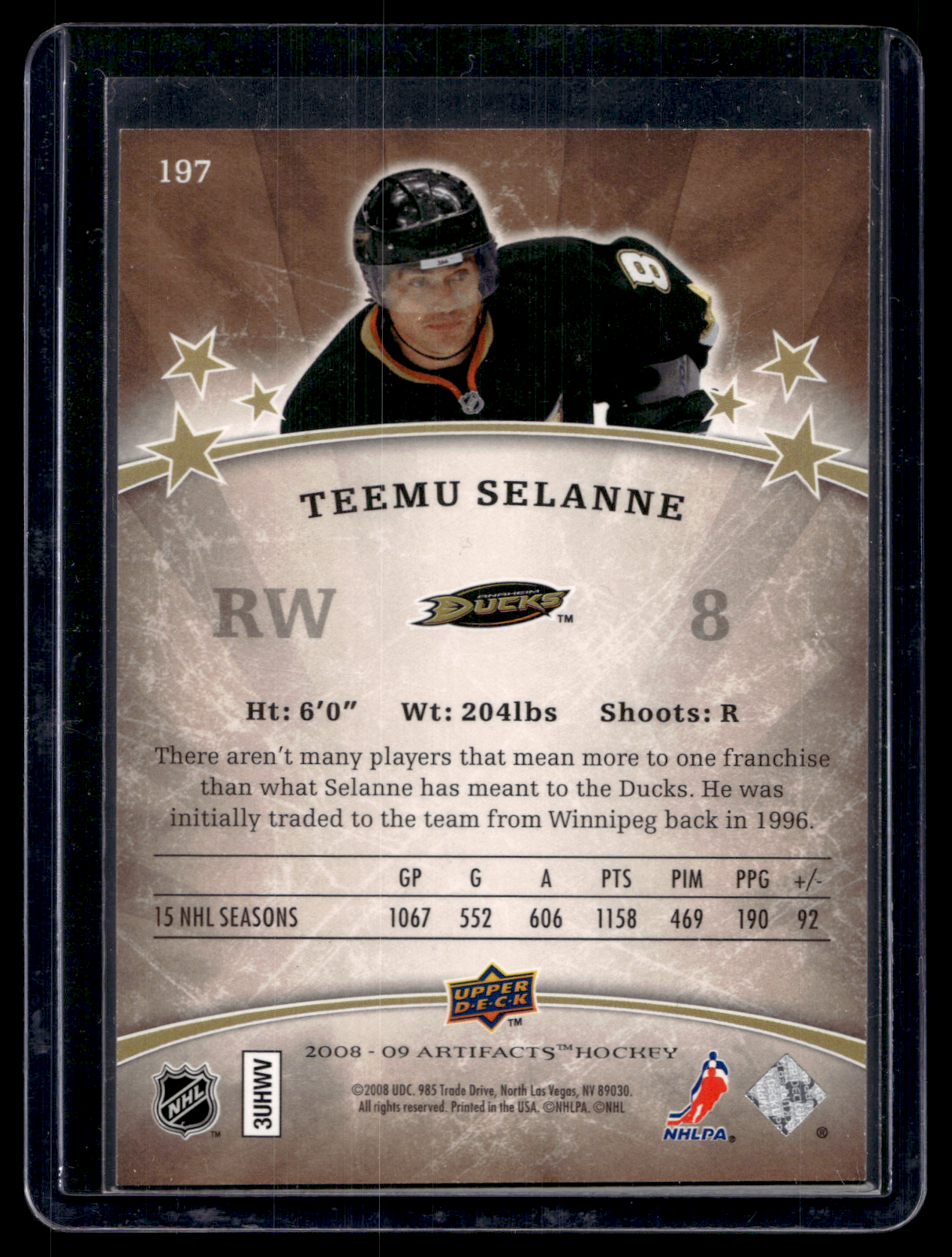 2008-09 Upper Deck Artifacts - Stars - Teemu Selanne #197 /999