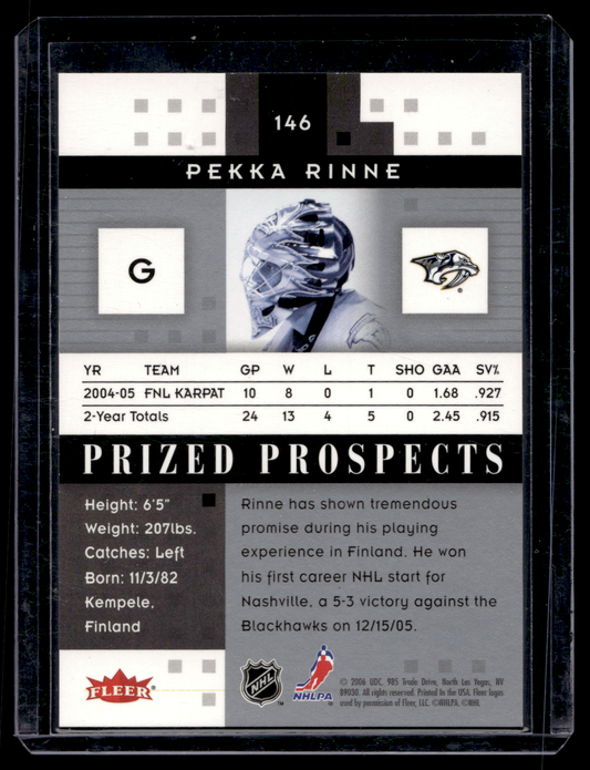 2005-06 Fleer Hot Prospects - Pekka Rinne #146 /1999 RC
