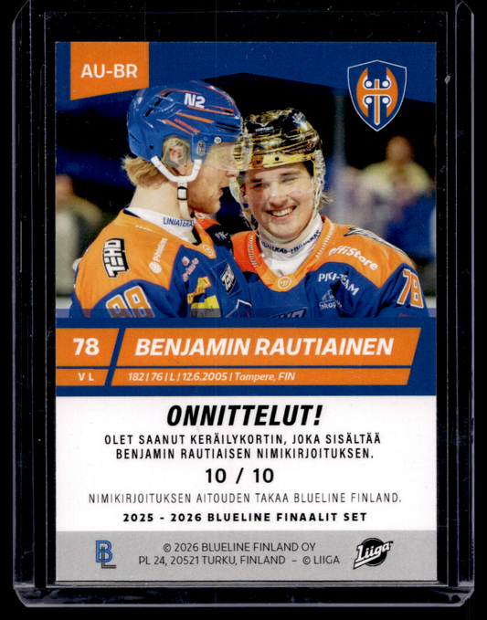 2025-26 Blueline 2026 Finaalit Signature - Benjamin Rautiainen #AU-BR /10