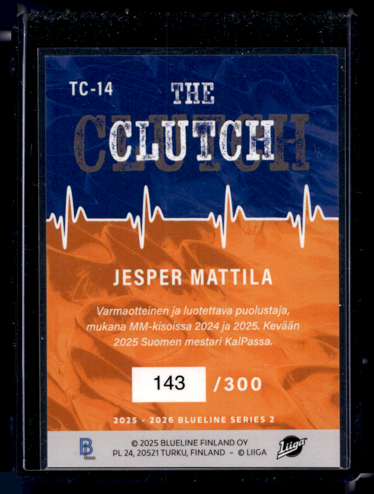 2025-26 Blueline - The Clutch Gold - Jesper Mattila #TC-14 /300