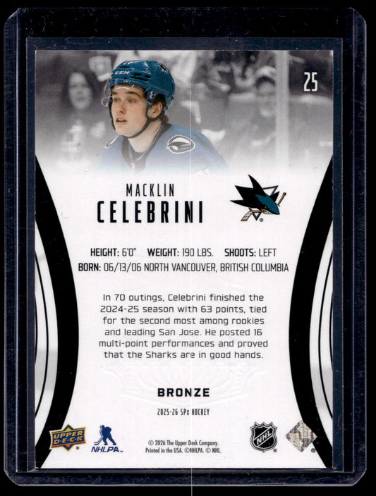 2025-26 Upper Deck SPx - Finite - Bronze - Macklin Celebrini #25 /599