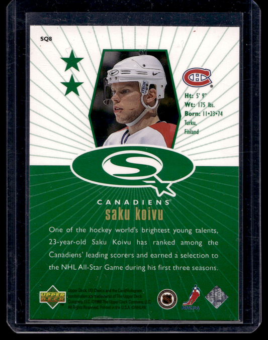 1998-99 Upper Deck UD Choice - Starquest - Green - Saku Koivu #SQ8